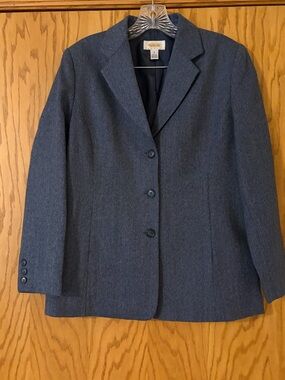 Talbots Women's Dark Navy Herringbone Blazer